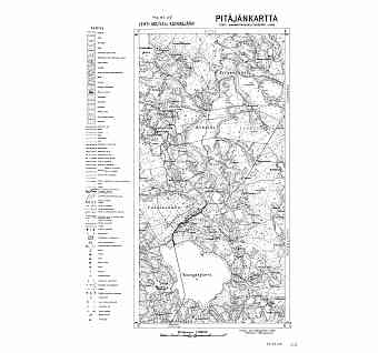 Kangasjarvi Lake. Kangasjärvi. Pitäjänkartta 423105. Parish map from 1933