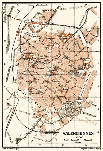 Valenciennes city map, 1913