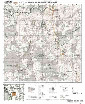 Vepsjaislampi Lake. Vepsäislampi. Topografikartta 512106. Topographic map from 1935