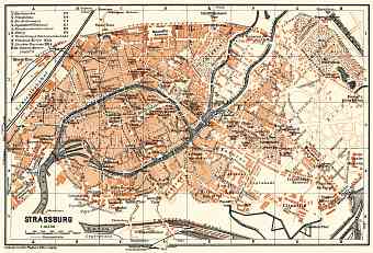 Strassburg (Strasbourg) city map, 1905