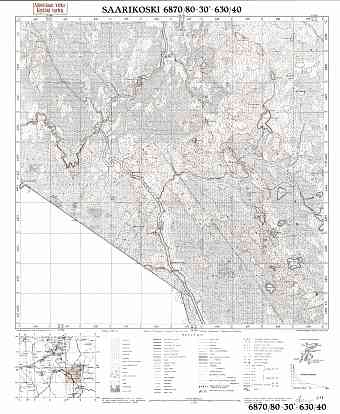 Sobatšij (Ostrovnoj) Rapids. Saarikoski. Topografikartta 521305. Topographic map from 1940