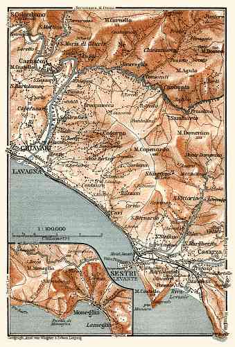 Sestri Levante and environs map, 1913