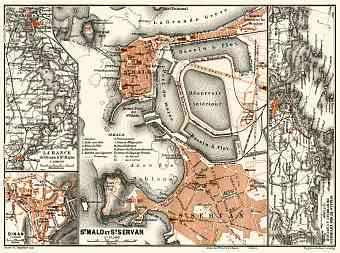 Saint-Malo and Saint-Briac a Cancale environs map, 1913