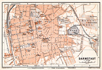 Darmstadt city map, 1906