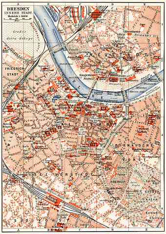 Dresden central part map, about 1910