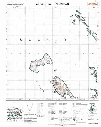 Paleostrov Island. Paljasaari. Topografikartta 526112. Topographic map from 1944