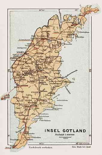 Gotland Island map, 1899