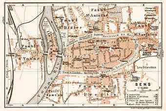 Sens city map, 1909