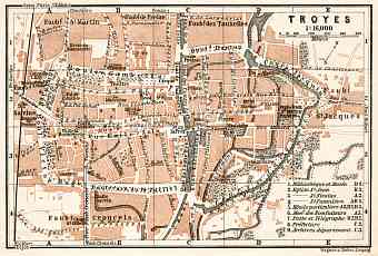 Troyes city map, 1909