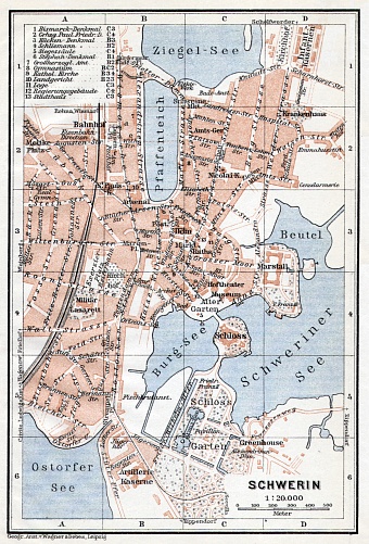 Schwerin city map, 1911