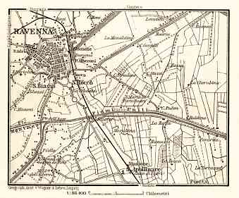 Ravenna and environs map, 1898