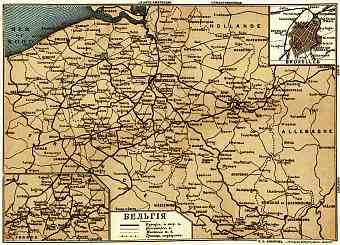 Railway map of Belgium, 1900