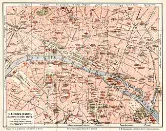 Paris central part map (legend in Russian), 1903