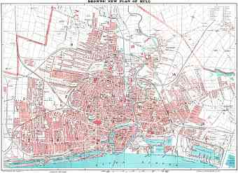 Hull (Kingston upon), city map (brown´s New Plan of Hull), 1923