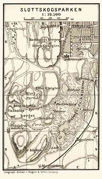 Göteborg (Gothenburg), Slottskogsparken map, 1910