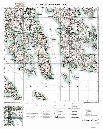 Honkasalo Island. Honkasalo. Topografikartta 414401. Topographic map from 1935