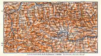 Lungau and Lower Tatras region map, 1910