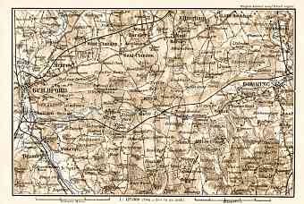 Dorking, Guildford and their environs map, 1906