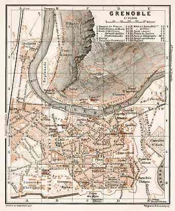 Grenoble (Grenobles) city map, 1902