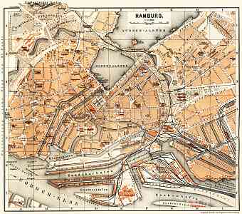 Hamburg city map, 1887