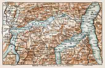 Map of the Como Lake (Lago di Como), 1913