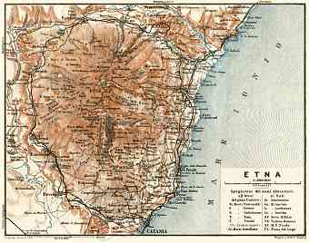 Etna Mount and its environs map, 1929