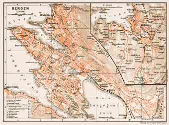 Bergen city map and environs map, 1931