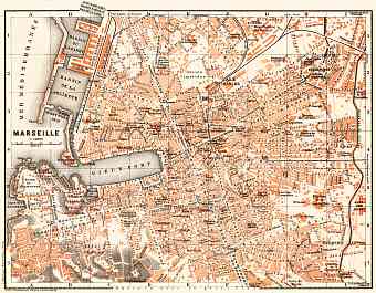 Marseille city map, 1900