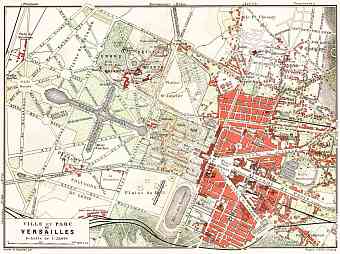 Versailles city and park map, 1910