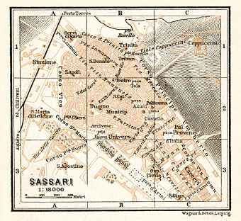 Sassari city map, 1912