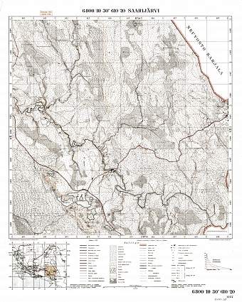 Sarijarvi Lake. Saarijärvi. Topografikartta 512110. Topographic map from 1940