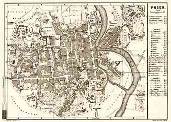 Posen (Poznań) city map, 1887