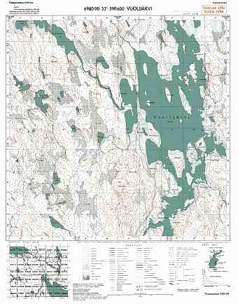 Volozero Lake. Vuolijärvi. Topografikartta 535104. Topographic map from 1943