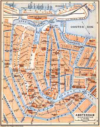 Amsterdam, central part map, 1904