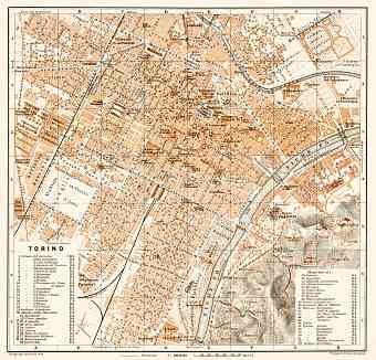 Turin (Torino) city map, 1913