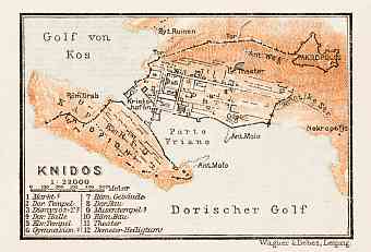 Knidos (Κνίδος, Cnidus), ancient site map, 1914