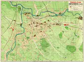 Hirschberg im Schlesien (Jelenia Góra) city map, 1912