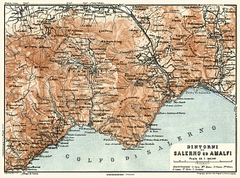 Salerno to Amalfi district map, 1929