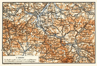 Zittau (Lusatian) Ridge or Žitavské hory map, 1887