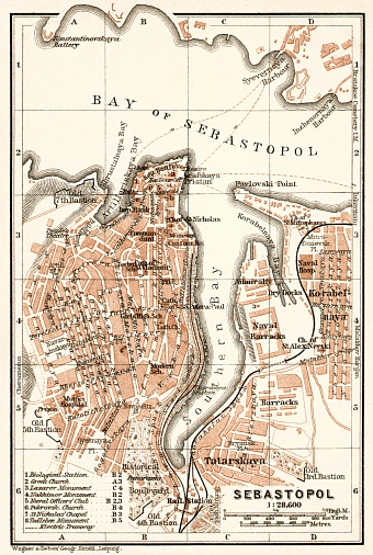 Sebastopol (Севастополь, Sevastopol) city map, 1914