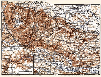 Lower and Upper Harz Mountains map, 1887