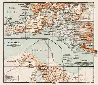 Reykjavik town plan. Environs of Reykjavik (Southwest Iceland) map, 1931