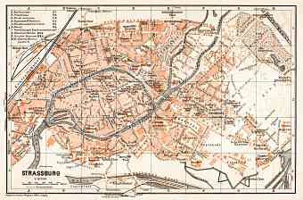 Strassburg (Strasbourg) city map, 1906