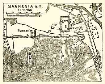 Magnesia on the Maeander, map of the ancient site, 1905