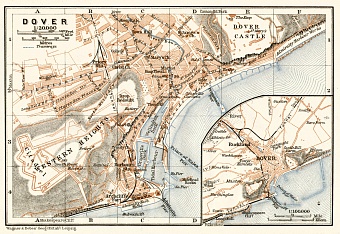 Dover, city map. Environs of Dover map, 1906