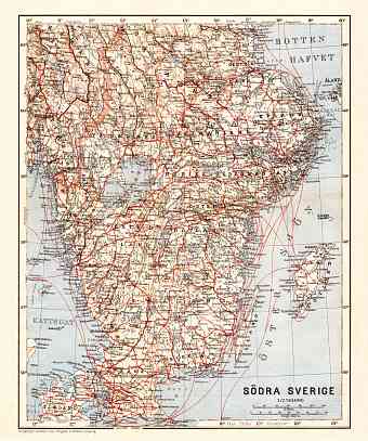 South of Sweden map, 1910