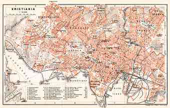 Christiania (Oslo) city map, 1911