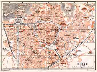 Nîmes city map, 1913