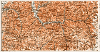 Schwarzwald (the Black Forest). The Kinzigtal region map, 1909