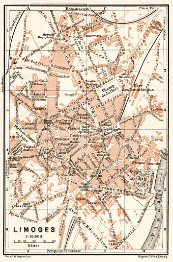 Limoges city map, 1902